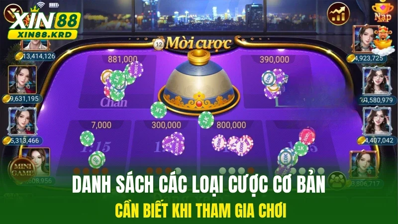 Danh sách các loại cược cơ bản cần biết khi tham gia chơi